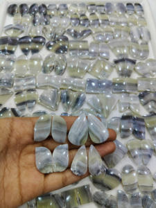 Lote de piedras preciosas serpentinas al por mayor, par de cabujones serpentinos verdes, parte posterior plana, lote de serpentinas a granel para hacer joyas, piedra suelta - Product Image 2