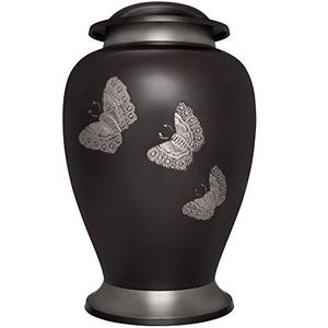 Urna de Cerámica Tradicional con Patrón de Hojas Plateadas, Jarra Decorativa Redonda Hecha a Mano para Ocasiones de Condolencia, Estilo Clásico - Product Image 2