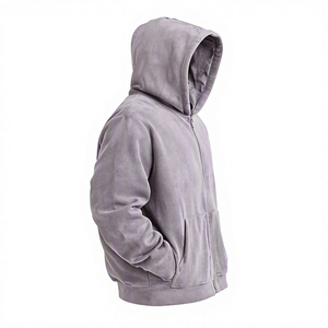 Vente en gros Nouvelle Arrivée Sweat à capuche zippé pour homme, 100% Coton, Grammage lourd, Délavé à l'acide, Style vintage, Grande taille, Logo personnalisé, Hiver - Product Image 5