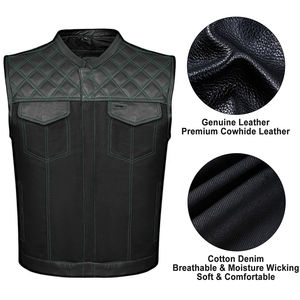 Chaleco de Motocicleta de Cuero Genuino de Grano Completo Personalizable para Hombre, Transpirable, Resistente al Viento, Impermeable, de Secado Rápido, Talla Grande - Product Image 2