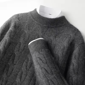 Pull pour homme, col rond intemporel, tricot de qualité supérieure, style hiver confortable, production en série - Product Image 2