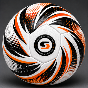 Ballon de football d'entraînement durable, imprimé numériquement, blanc, rouge, noir, thermique. - Product Image 2