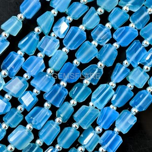 Blue Chalcedony Faceted Tumble Gemstone Beads Wholesale Blue Chalcedony Loose Nuggets Beads 5x7-6x8MM For Jewelry Making Bulk - Product Image 3