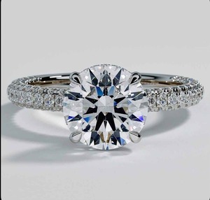 Luxury 925 Sterling Silver <b>Iced</b> Out Hip Hop Jewelry Round Brilliant Cut Diamond Engagement <b>Ring</b> for Womens - Product Image 3