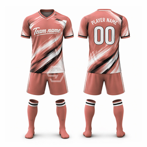 Maillot de football personnalisé imprimé par sublimation 100% polyester, col en V, manches courtes, évacuation de l'humidité, séchage rapide, unisexe adulte, nom de l'équipe - Product Image 2