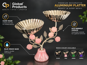 2026 <b>Silver</b> Plated 2 Nuts <b>Bowl</b> With Resin Flower And Base Design for Home Hotel & Restaurants - Product Image 1