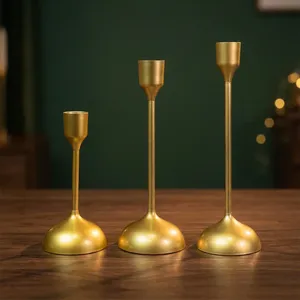 Support de bougie en métal doré, grand porte-bougie décoratif pour centre de table, idéal pour la maison, le salon ou la salle à manger - Product Image 3