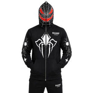 OEM Men's Halloween Spider Zipper Hoodie 100% Cotton Knitted Breathable Anti-Shrink Front Logo Printed Large Scale Winter - Product Image 1