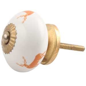 Poignées de tiroir et de meuble en céramique orange de qualité supérieure, faites à la main, motif renne contemporain, pour commode, cuisine, bar à domicile - Product Image 2