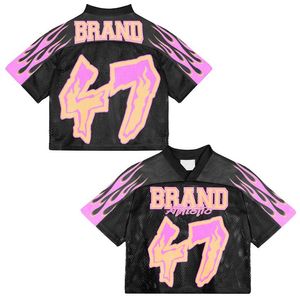 เสื้อเบสบอลทรงโอเวอร์ไซส์ คอวี แขนสั้น สไตล์ Y2K สำหรับผู้หญิง ผลิตจากวัสดุรักษ์โลก เหมาะสำหรับงานพิมพ์ลายแบบซับลิเมชั่น - Product Image 1