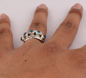 Anillo de banda de topacio azul de Londres al por mayor, plata de ley 925, minimalista, apilable, clásico, joyería de piedra preciosa natural para boda - Product Image 4