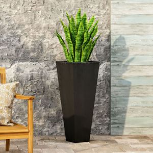 Fioriera Moderna da Esterno in Pietra MGO 33x83 cm, Vaso e Fioriera Neri - Product Image 3