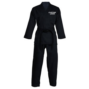 Premium Quality BJJ Uniform Solid Black Color Breathable Stretch Lightweight Printed Martial <b>Arts</b> Wear Polyester Cotton Made - Product Image 1