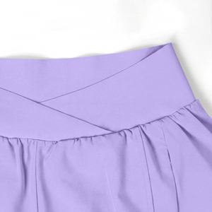 Shorts Deportivos Morados de Cintura Alta para Mujer, de Secado Rápido, Cintura Elástica, Corte Holgado, Shorts Bermuda para Gimnasio y Running con Bolsillos - Product Image 3