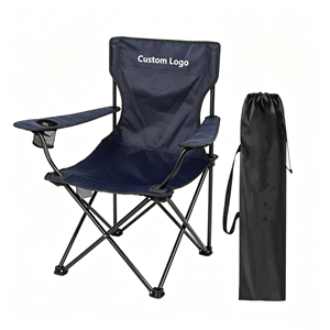 Custom Logo Portable <b>Folding</b> Camping <b>Chair</b> Outdoor Beach Fishing <b>Chair</b> Heavy Duty Picnic Seat with Cup Holder Carry Bag - Product Image 1