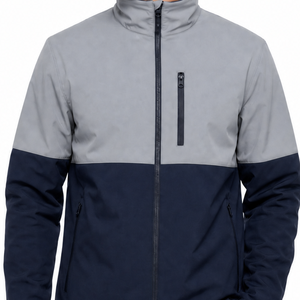 Veste Softshell Homme Premium Bicolore Gris Clair en Haut Bleu Marine en Bas Résistante à l'Eau - Product Image 2