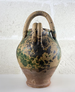Jarra de Terracota Italiana Antigua, Estilo Apuliano con Esmalte Salpicado, Recipiente para Agua o Vino, Cerámica Rústica Vintage, Decoración para el Hogar, Adorno para la Cocina - Product Image 3