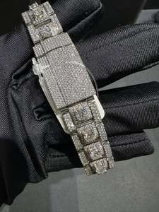 Montre de luxe Hip Hop personnalisée, cadran noir, chiffres arabes, diamants Moissanite VVS, boîtier en acier inoxydable, mécanique - Product Image 5