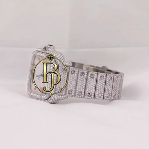 Reloj de Pulsera de Lujo con Diamantes Cuadrados, Esfera con Números Romanos Coloridos, Manecillas Azules, Bisel con Piedras Preciosas, Brazalete Ornamentado, Cuarzo Brillante - Product Image 2