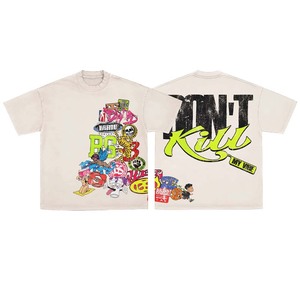 เสื้อยืดสตรีทแวร์ผู้ชายไซส์ใหญ่ พิมพ์ลายการ์ตูน แขนสั้น คอกลม ผ้าเจอร์ซีย์คอตตอน 100% - Product Image 1