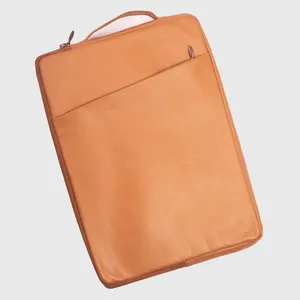 Modern Tan Slim Leather Laptop Sleeve Premium Handmade Business Laptop Bag with Elegant Professional Design - Product Image 6