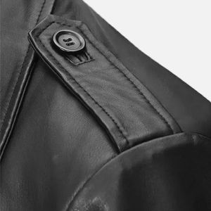 Chaqueta de Cuero para Hombre, Estilo Motociclista, Corte Ajustado, Invierno 2023, con Logotipo Personalizado en la Parte Delantera, Impermeable y Ecológica - Product Image 4