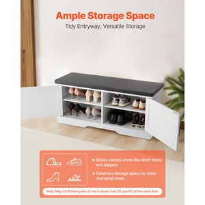 39.4 X 14.0 X 18.1 Inch Farmhouse Shoe <b>Storage</b> Bench with Padded Seat <b>Cushion</b> 2 Barn Doors 2-Barn-Doors-Heigh Entryway Organizer - Product Image 2