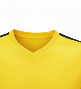 Maillot de football jaune à col en V et manches courtes pour homme, en polyester respirant, tenue de sport toutes saisons, design uni - Product Image 4