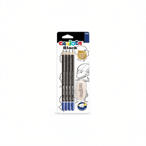 Set di matite nere Carioca 4 pezzi con gomma per disegnare e scrivere - Product Image 2