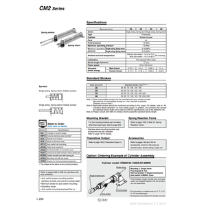 โมเดลกระบอกลม CM2F25-10SZ ชิ้นส่วนนิวเมติก SMC - Product Image 1