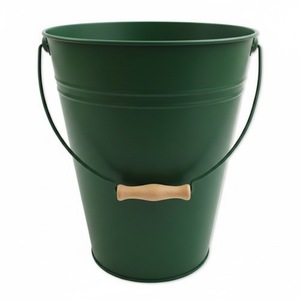 Ensemble de 2 seaux en métal noir avec poignées en bois, style rustique, pour plantes d'intérieur et d'extérieur, seaux vintage - Product Image 5