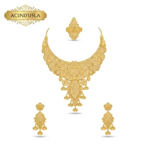 Gold Plated Heart Motif African Jewelry Set for Women Nigerian <b>Bridal</b> Wedding Jewelry Charm Necklace Fashion - Product Image 3