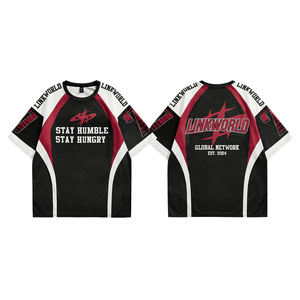 T-shirt court personnalisé pour homme, coupe ample, 100 % coton épais, épaules tombantes, style hip-hop, grande taille, jersey - Product Image 1