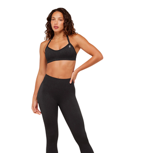 Soutien-gorge de sport personnalisé pour femme, gris anthracite, col halter, en nylon et élasthanne, haut de yoga respirant pour la gym et l'entraînement - Product Image 3