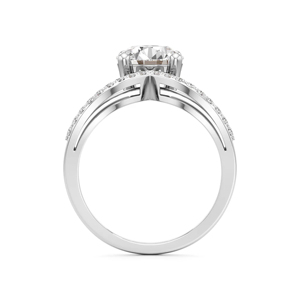 Anillo de Compromiso de Oro Blanco con Diamantes Redondos, Estilo Clásico, para Mujer - Product Image 2