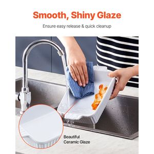 ชุดจานอบเซรามิคทรงสี่เหลี่ยมผืนผ้า ขนาด 7 นิ้ว x 11 นิ้ว พร้อมหูจับทนความร้อนสำหรับเตาอบ ถาดอบลาซาเนียนทนความร้อนสำหรับเตาอบ - Product Image 4