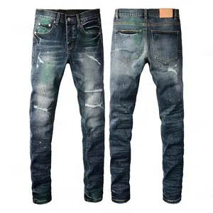 Men's Stylish Distressed Pencil Pants Jeans Premium Denim Stonewashed Woven Autumn <b>Winter</b> Embroidery Button - Product Image 2