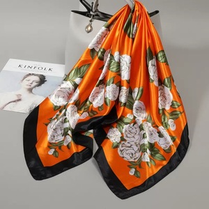 Women's Summer Spring Inch Floral Printed Satin Bandana Soft New <b>Silk</b> Feeling <b>Head</b> <b>Wrap</b> Wholesale Fashion Scarf - Product Image 6