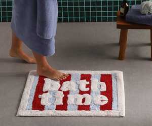 Tapis de bain antidérapant en coton avec logo personnalisé, absorbant, écologique, doux, texte brodé, nouveauté, fabriqué à la machine pour salle de bain et maison - Product Image 1