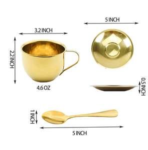 Tasses à café et à thé en laiton doré, vaisselle élégante faite à la main pour les dîners de luxe, les cafés et les centres de villégiature, brillance durable - Product Image 4