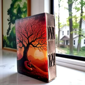 สมุดบันทึกธรรมชาติทำมือ-สมุดบันทึกหนังแท้ ลายฟ็อกซ์ซันเซ็ท ดีไซน์เรียบง่ายสไตล์ป่าไม้ สมุดบันทึกคลาสสิกสำหรับฤดูใบไม้ร่วง สมุดวาดภาพทำมือ - Product Image 4