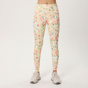 <b>Women's</b> Floral Print Elastic Waist Ankle-Length Gym Pants Custom Logo Fitness <b>Leggings</b> Yoga Pants Four-Way Stretch Breathable - Product Image 2