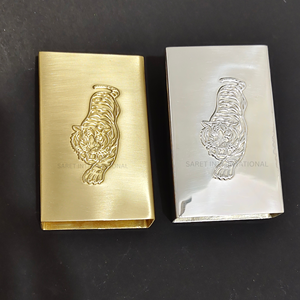 Custom Made Brass Matchbox Cover Sleeve Embossed Logo Personalized Luxury Metal Holder Custom Size Shape Premium Finish - Product Image 2