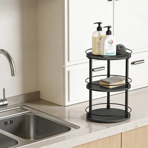 Round <b>Spice</b> Rack Countertop Kitchen Organizer Rotating Storage Stand <b>Spice</b> <b>Jar</b> Holder For Home Kitchen Decor And Multi Use - Product Image 3