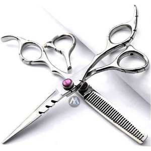 Ciseaux de coupe de cheveux de salon 440C à poignée professionnelle Ciseaux amincissants de coiffure parfaits pour le coiffeur et la maison (ensemble de ciseaux) - Product Image 2