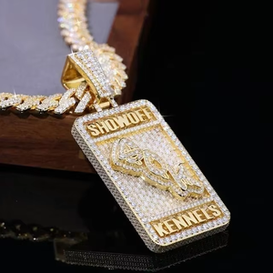 Luxury Fully Iced Out Rectangular Latter <b>Pendant</b> 925 <b>Silver</b> Hip Hop <b>Pendant</b> <b>Initial</b> Two Tone Latter <b>Pendant</b> Pass Diamond Tester - Product Image 1