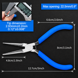 Pince à bec long en acier inoxydable avec mini-pince à bec effilé, mâchoires dentelées pour plier le fil et saisir les objets - Product Image 3