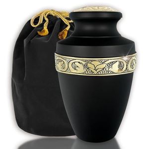 Modern Metal Cremation Urn Round Contemporary Design Copper Black Sympathy <b>Gift</b> <b>Memorial</b> Container Jar Pot - Product Image 2
