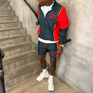 Ensemble deux pièces streetwear homme personnalisé avec logo : veste coupe-vent et short pour l'hiver - Product Image 3