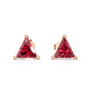<b>Rose</b> <b>Gold</b> Plated Sterling Silver Trillion Cut Ruby <b>Stud</b> <b>Earrings</b> Classic Women's Jewelry Heerani Jewels Water Triangle - Product Image 2